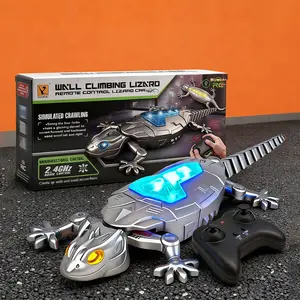 Lizard Wall Climbing Toy (Silver)-Rechargeable Remote Control Robot Kids Toys,USB Charge,LED Lights, Climbs Walls& Floors(33ft Remote), Cool Kids Toys for Boys 6-8,Fun and Novelty Toys for Girls & Boys, Electric Climbing Toys,Christmas Gifts for Kids