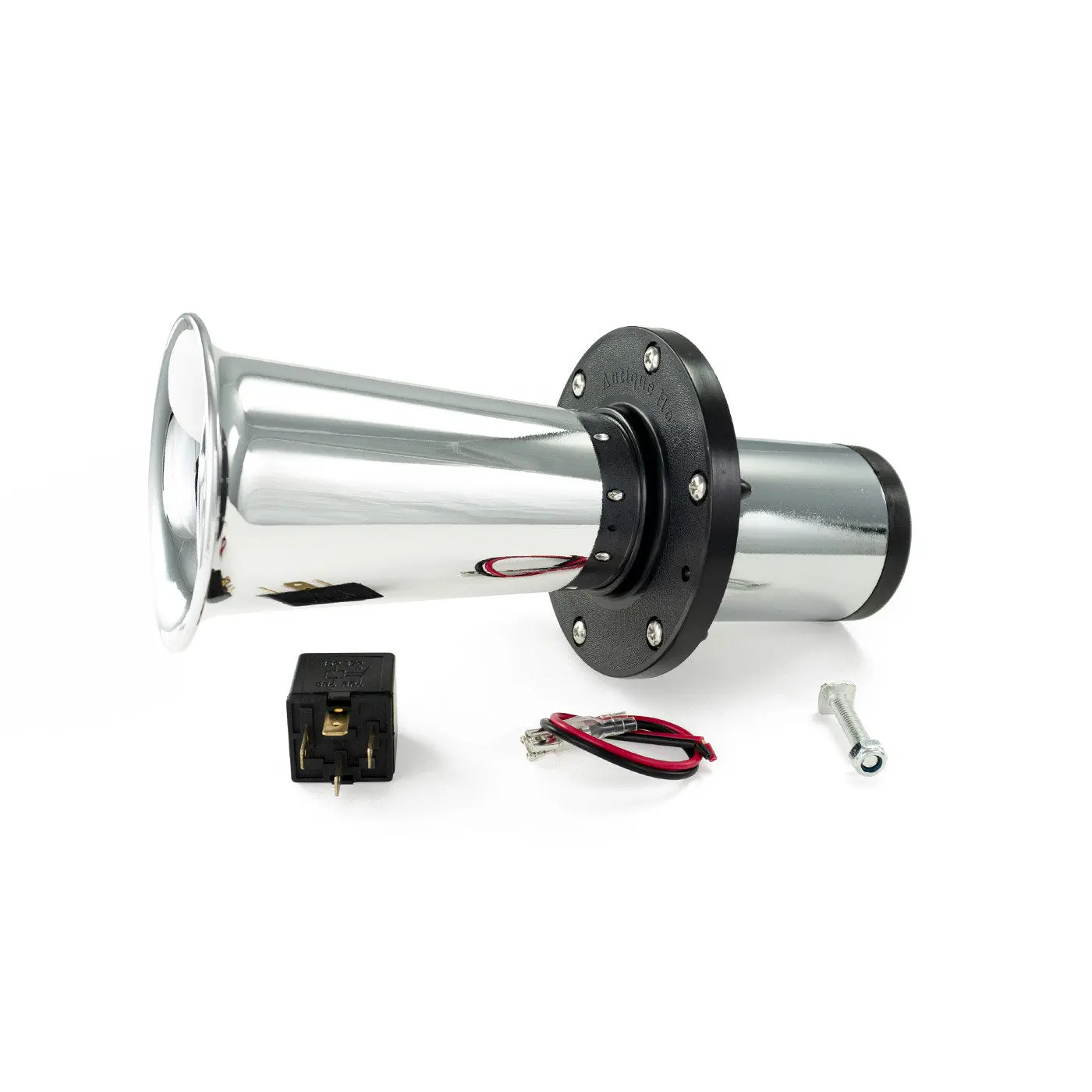 HornBlasters Chrome 12V Motor-Drive Oogah/Klaxon Automotive Accessory - Compact Design, Iconic Sound for Classic & Modern Cars, Trucks, Motorcycles