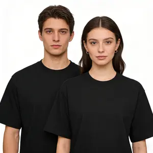 2pcs Solid Color T-shirt 100% Cotton Men Women White O-Neck Loose Short-sleeved Basic Models All-match T-shirt Couple Tops Black