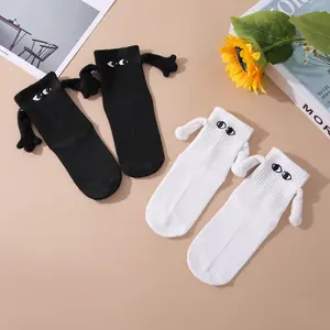 Couple Novelty Socks Cartoon Magnetic Holding Hands Cute Elastic Walking Socks for Women Men Clothing Accessory Menswear Motocross