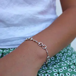 Sterling Silver Equestrian Horse Snaffle Bit Charm Bracelet