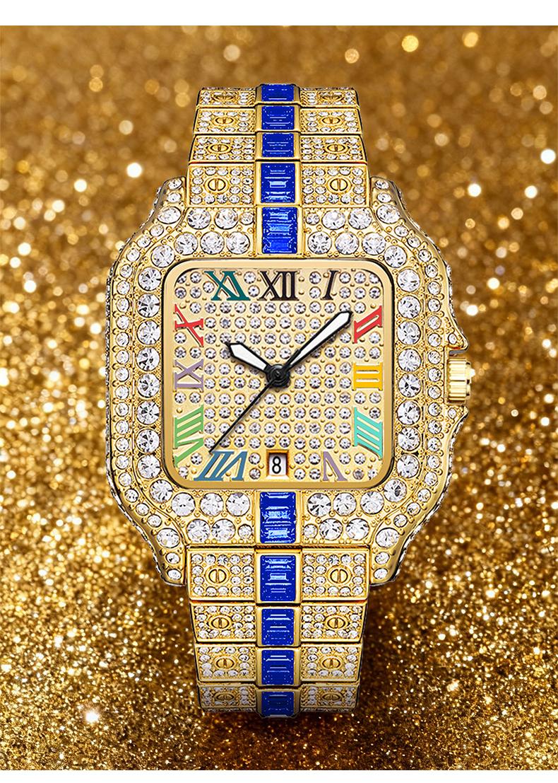 Valentine's Luxury Collection Ladies Rhinestone Embellished Square Dial Quartz Watch with Date Display Luminous Function Gift Box Included Timeless Classic Style Perfect Gift for Wife and Mom