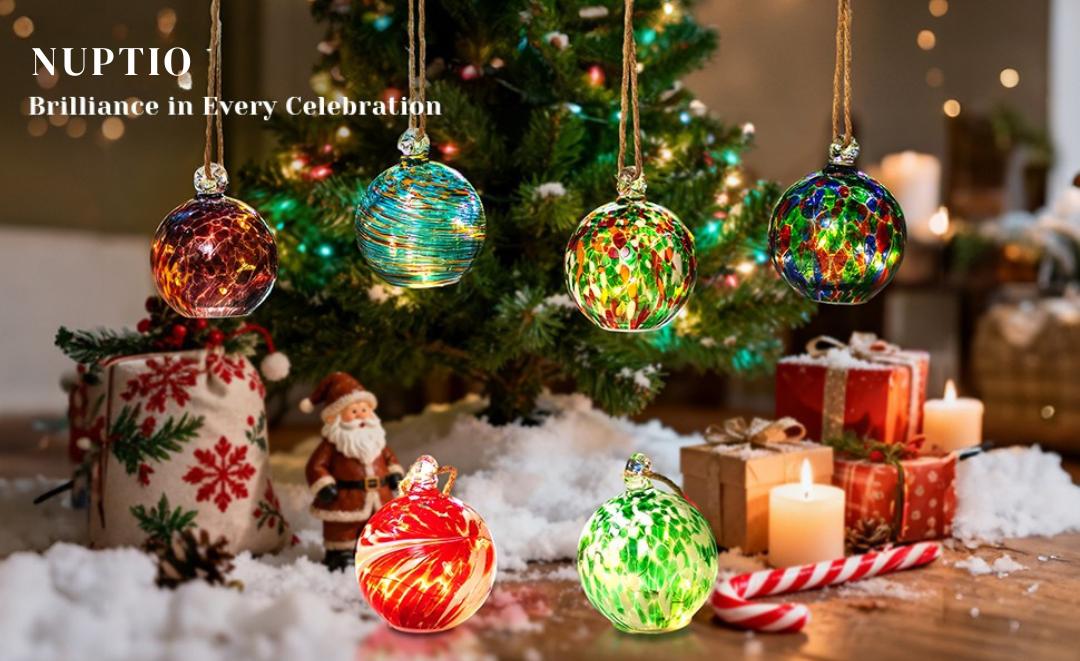 Set of 6 Hand Blown Glass LED Christmas Ornaments Hanging Gazing Ball Witches Ball Christmas Decor for Garden Patio Window Xmas Tree Greenery Addition Set of 6 Hand Blown Glass LED Christmas Ornaments Hanging Gazing Ball Witches Ball Christmas Decor for Garden Patio Window Xmas Tree Greenery Addition