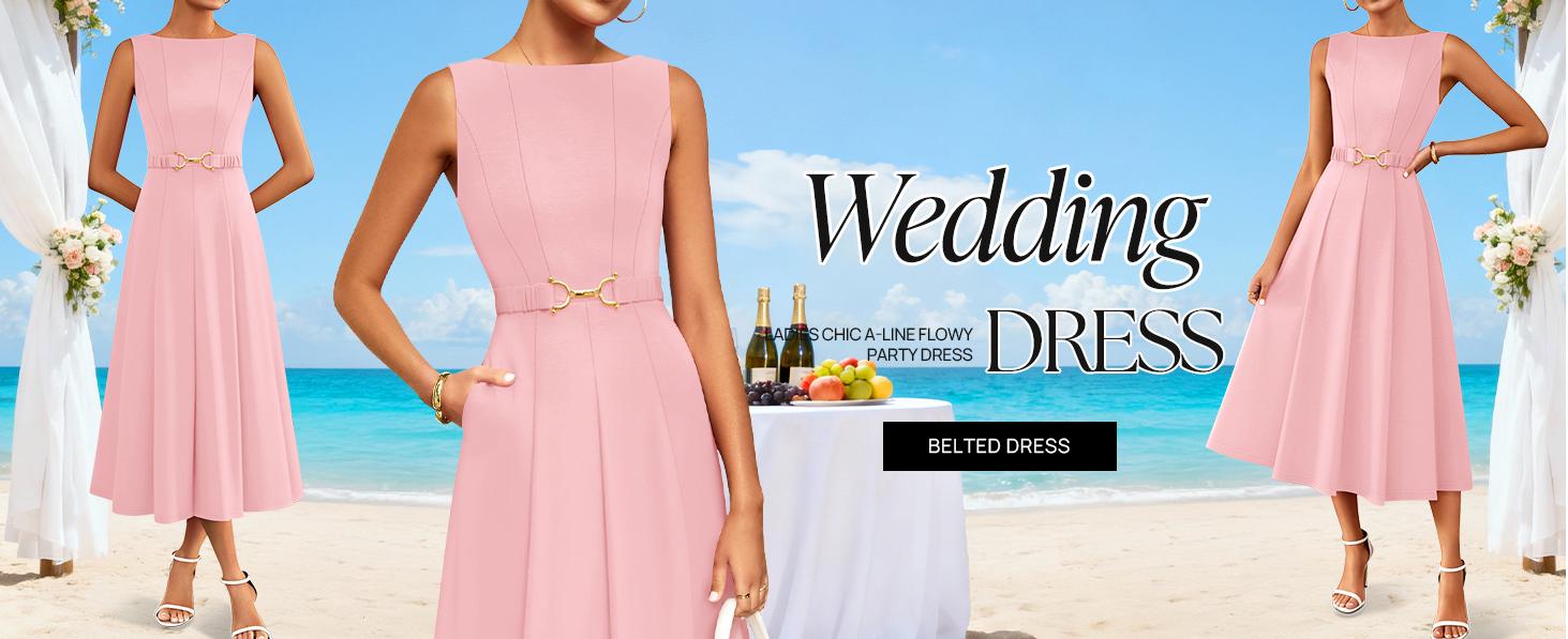 ZESICA Women Summer Sleeveless Midi Dresses 2026 Elegant Boat Neck A Line Tie Waist Spring Cocktail Party Dress ZESICA Women Summer Sleeveless Midi Dresses 2026 Elegant Boat Neck A Line Tie Waist Spring Cocktail Party Dress