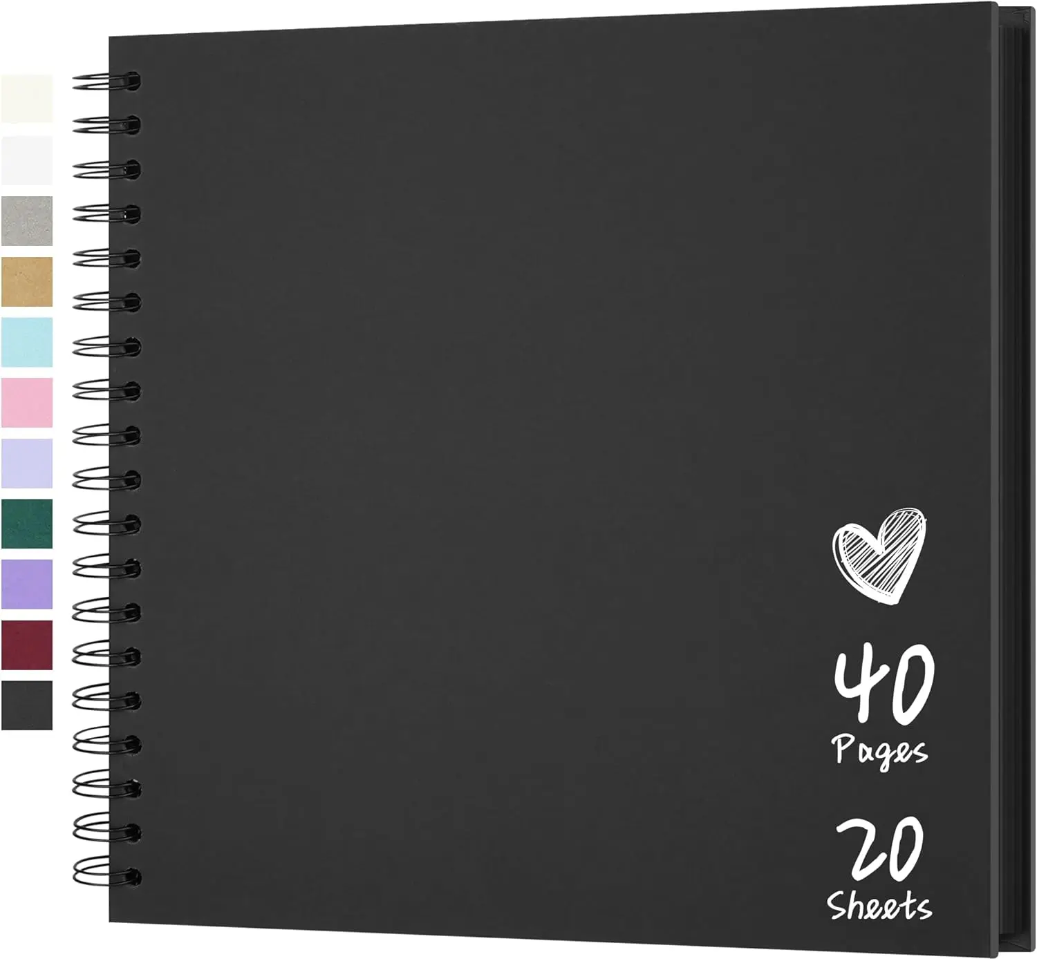 Hardcover Kraft Paper Scrapbook Photo Album, 10x10 in, 20 Sheets (40 Pages), Black Scrapbooking DIY Album for Polaroid 4x6/5x7 Photos, Customizable Memory Book for Family Weddings
