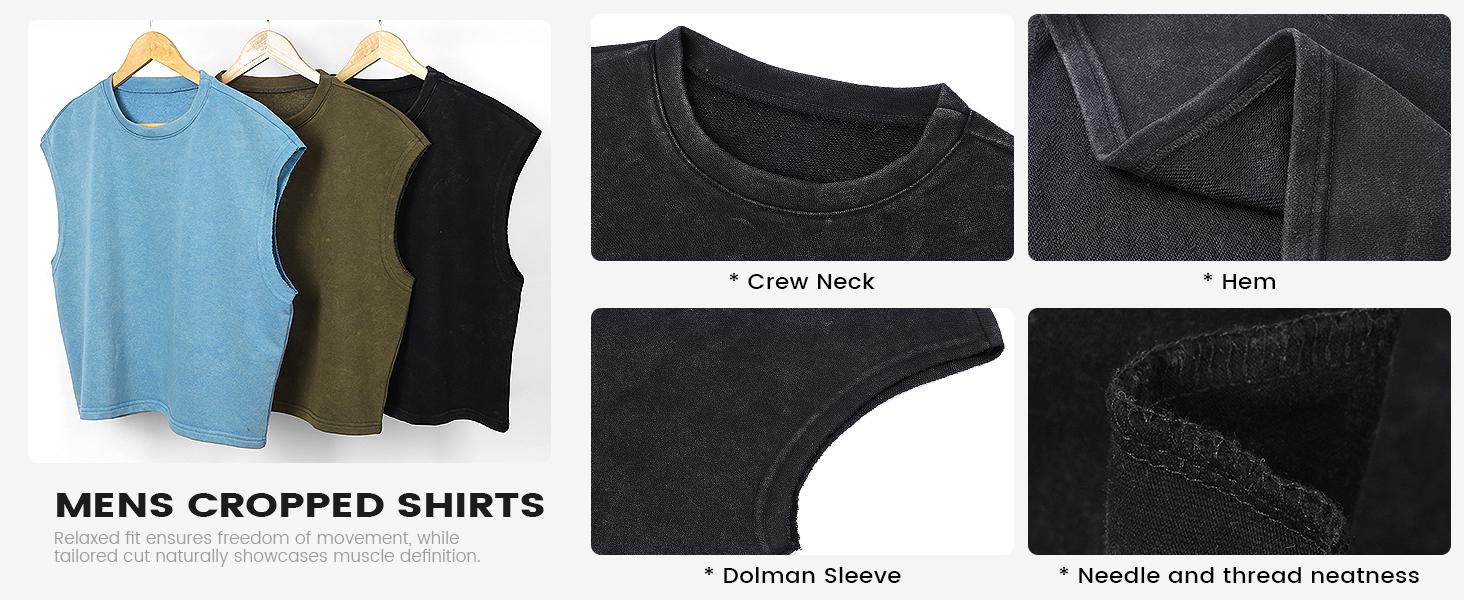 Gihuo Unisex Men's Crop T Shirts 2Pcs Dolman Sleeve Tops Vintage Crewneck Loose Pullover Tank Tops Soft Cotton Polyester Fabric Lightweight Breathable Gihuo Unisex Men's Crop T Shirts 2Pcs Dolman Sleeve Tops Vintage Crewneck Loose Pullover Tank Tops Soft Cotton Polyester Fabric Lightweight Breathable