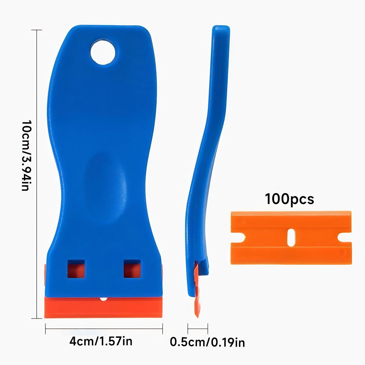 Plastic Razor Blade Scraper, Scraper Tool with 100 PCS Plastic Razor Blades for Removing Labels Adhesive Decals Sticker from Windows Glass Plastic Razor Blade Scraper, Scraper Tool with 100 PCS Plastic Razor Blades for Removing Labels Adhesive Decals Sticker from Windows Glass