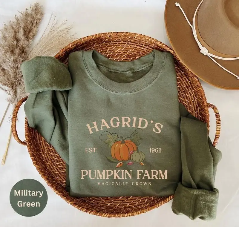 Hagrid's Pumpkin Patch Sweatshirt, Pumpkin Patch Sweater, Fall Sweatshirt, Hp Fan Gift, Wizard Sweater, Fall Sweater, Autumn Fall Halloween Thanksgiving Crewneck, Fall Women's Sweater, Full Size, Full Colors, for Men, for Women Pullover Womenswear
