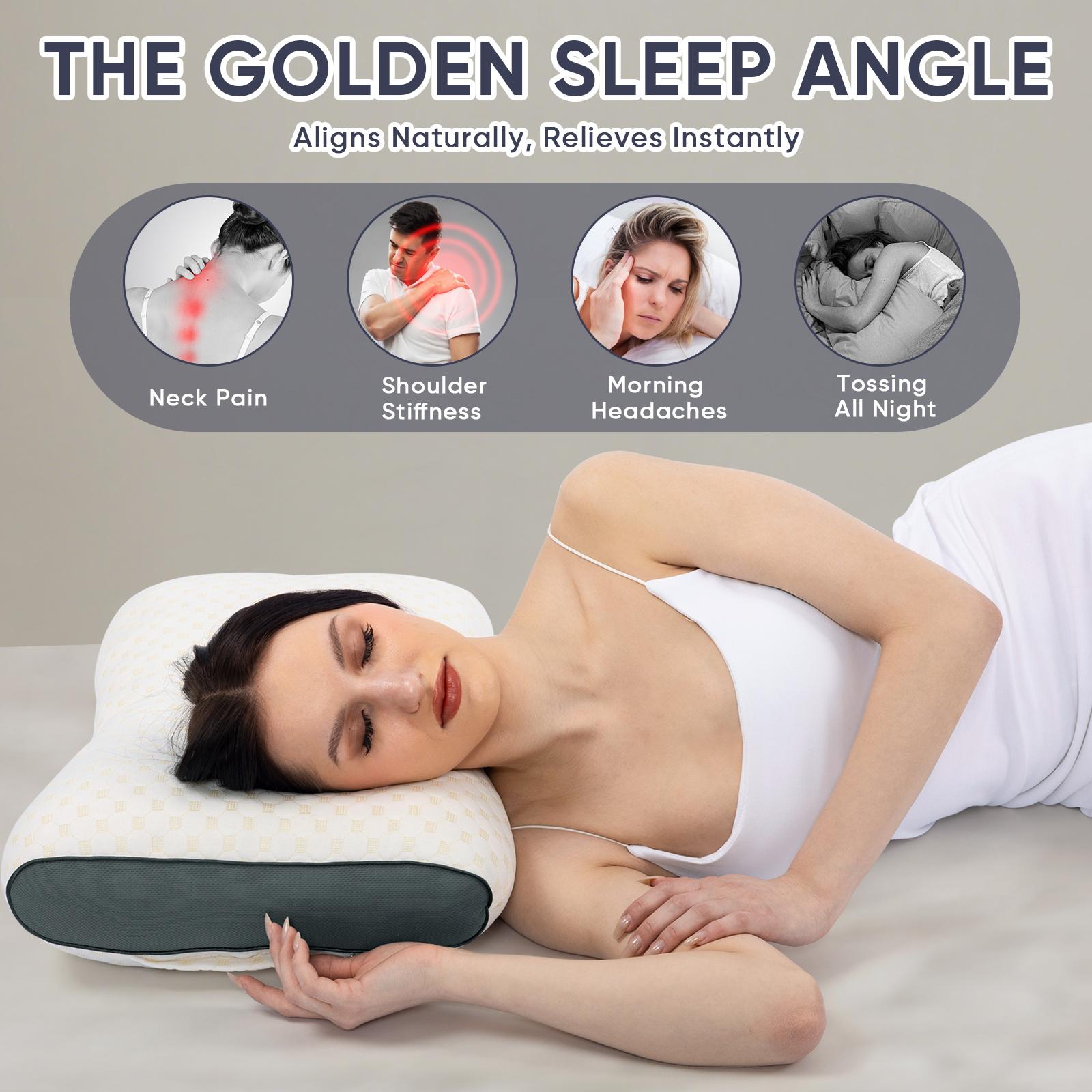 UFIST Cervical Massage Pillow-- Ingeniously designed with ergonomics, fits closely to the neck to provide sleep support, and is paired with a detachable knitted fabric,"Ergonomic Height for Optimal Cervical Support"