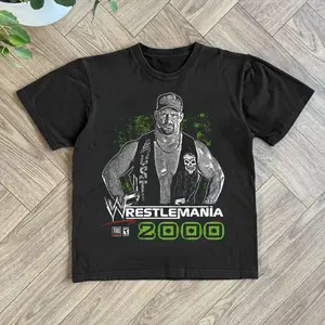 WWF Wrestlemania N64 Black Tee, Urban Street Style Vintage Good Graphic Tee Unisex Cotton Top, Y2K Grunge Aesthetic, Trendy T-Shirt, Casual Daily Wear, Gift T-Shirt Top Menswear Womenswear Streetwear
