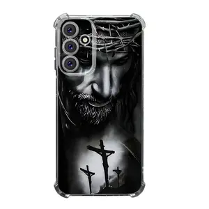 Religious Cross Jesus Faith Pattern Aesthetic TPU Casing For SAMSUNG GALAXY A14A15A16A25A26A34A35A36A53A54A55A56 4G5G Four Corners Transparent Soft Silicone TPU Gift Shockproof Full Protection