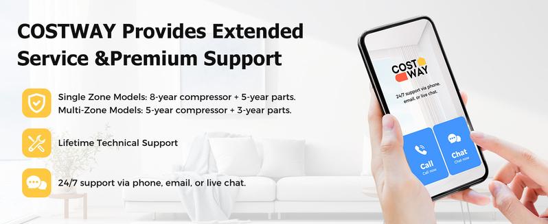 COSTWAY Split Air Conditioner& Heater, 9000-24000BTU Wifi Enabled Inverter Air Conditioner & Heater Pump System, Compatible with Alexa, w/Installation Kit