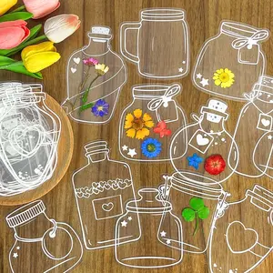 Transparent Dried Flower Bookmarks, 40Pcs Dried Flower Bookmark Kit, Handmade Dried Flower Bookmarks, Handmade DIY Transparent Bookmark Beautiful Flower Page Decoration Sticker