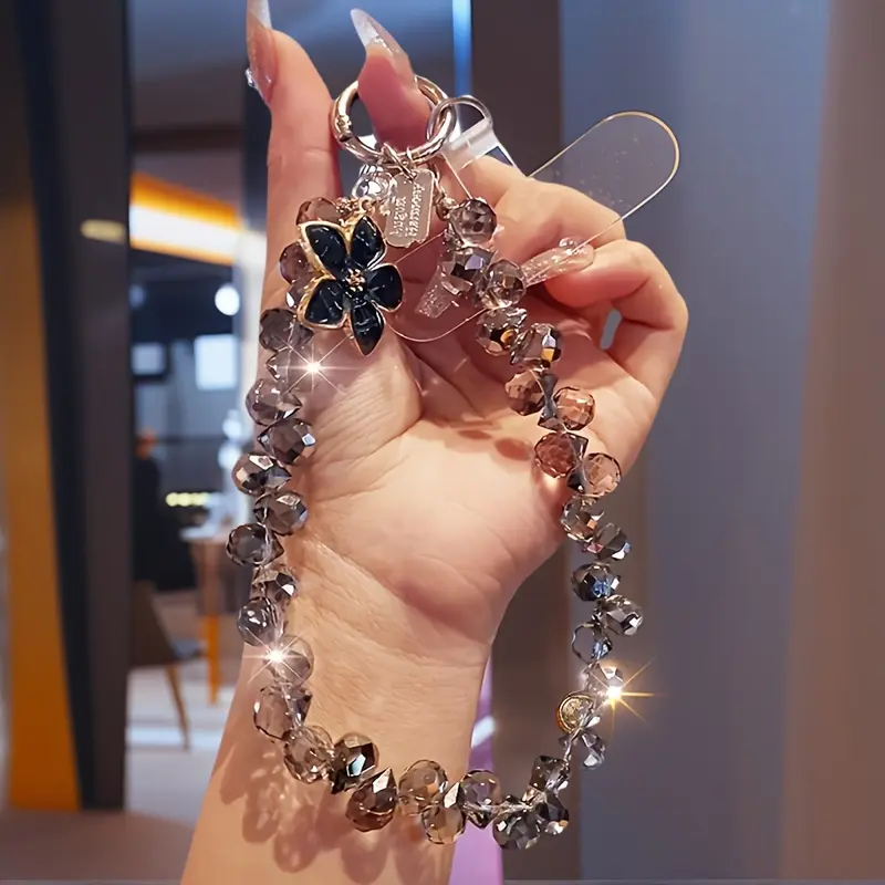Sparkling Crystal Beaded Phone Wrist Strap - Cell Phone Lanyard Keychain Wristlet Phone Chain - Short Lanyards for Women - Droplet Crystals gifts