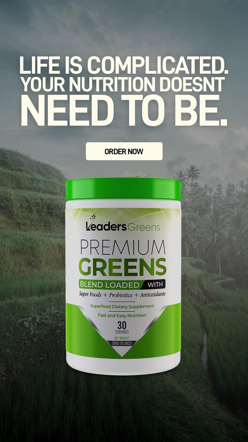 Leaders Greens Super Foods Powder for Bloating, Digestion & Energy