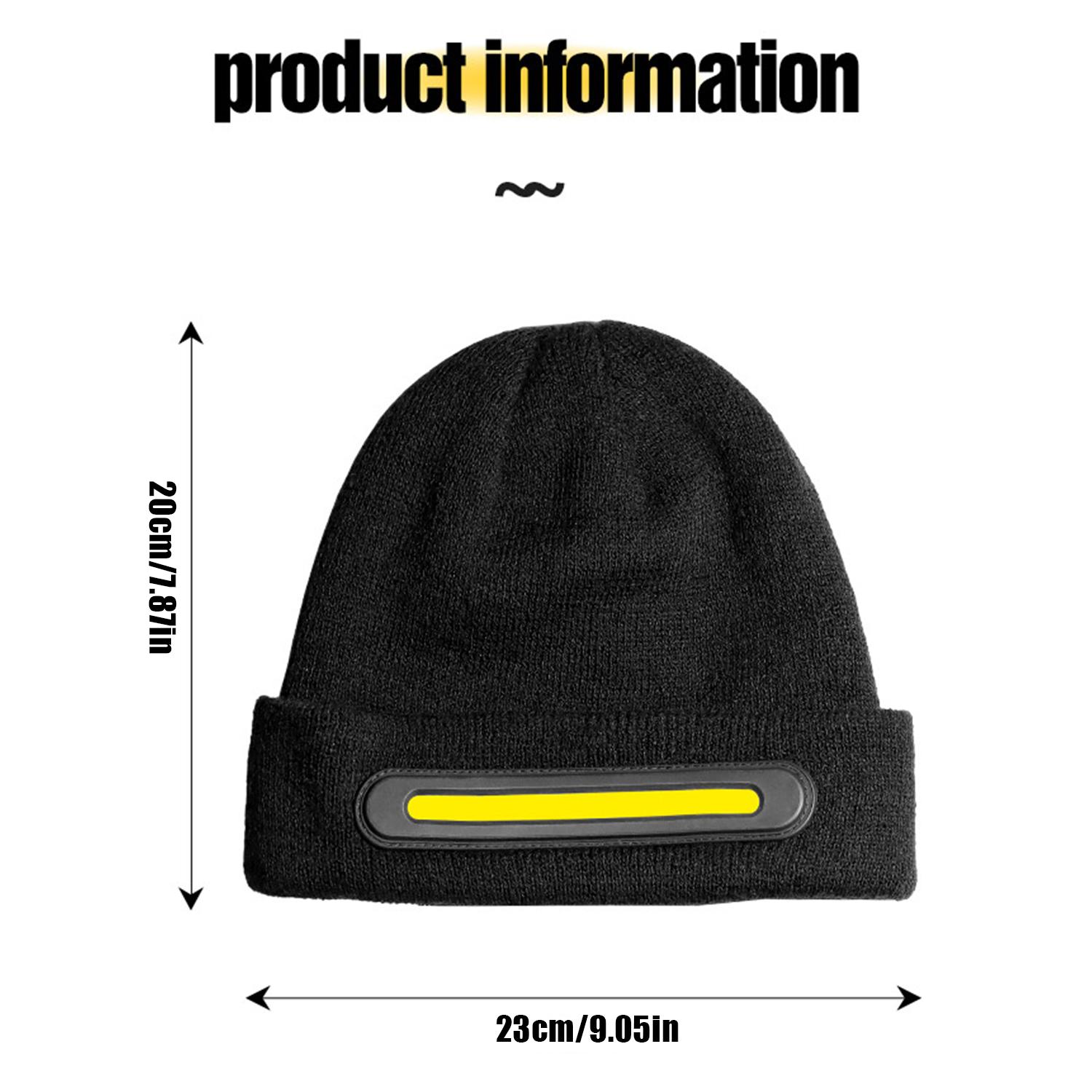 Bluetooth Beanie with a Light, Unisex USB Rechargeable 4 LED Fashlight Hat with Cordless Headphones, Unique Christmas Gifts - Black