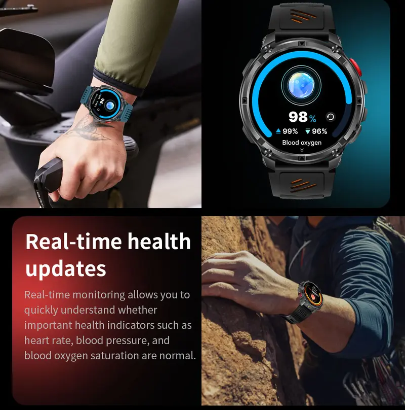 2026 Manly Style Smart Sports Watch for Men, Running Compatible with iPhone & Android - Wearable Device with LED Lights, Wireless Phone Call, Message, Voice Control, Weather, Stopwatch, Timer, 2026 Manly Style Sports Watch Gift for Men Dad Father