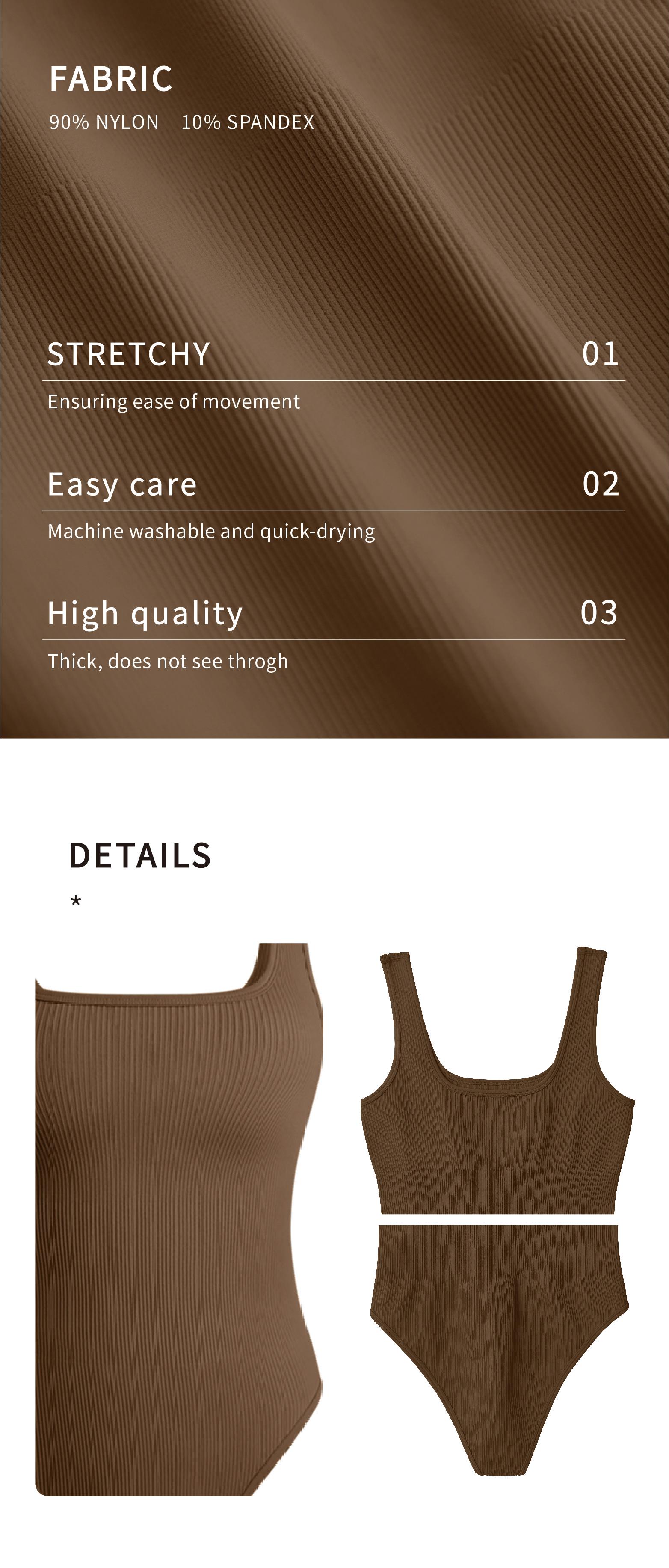 OQQ Women's 3 Piece Bodysuits Sexy Ribbed Sleeveless Square Neck Tank Tops Seamless Trendy SpringStatements