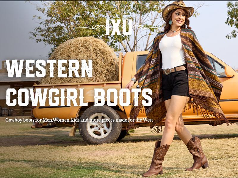 Cowboy Boots For WoMen  Western Retro Boot Durable Classic Fashionable Embroidered Pull On Slip Resistant Boots