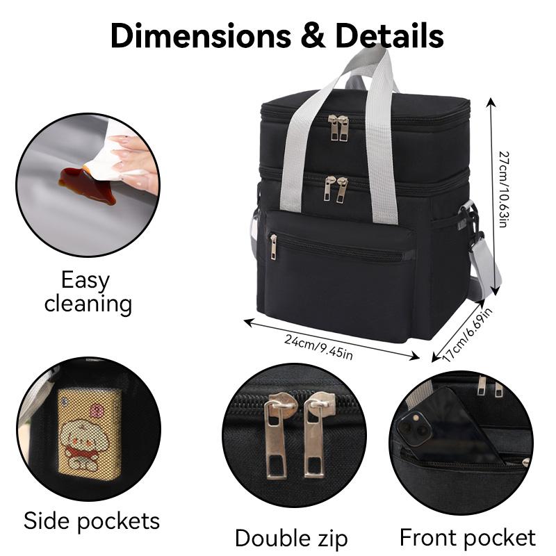 Double-layer lunch bag,Insulated Large Capacity Lunch Bag for men women,Reusable Water Resistant Lunch tote bag for Work School Travel Picnic Double-layer lunch bag,Insulated Large Capacity Lunch Bag for men women,Reusable Water Resistant Lunch tote bag for Work School Travel Picnic