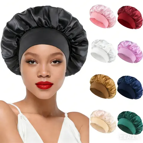 4PCS Women's Elegant Plain Color Elastic Hair Bonnets for Gift, Summer Outfits Trendy Soft Comfy Haircare Sleeping Bonnets for Preserving Hairstyle, Lightweight Chic Accessories for Daily Use