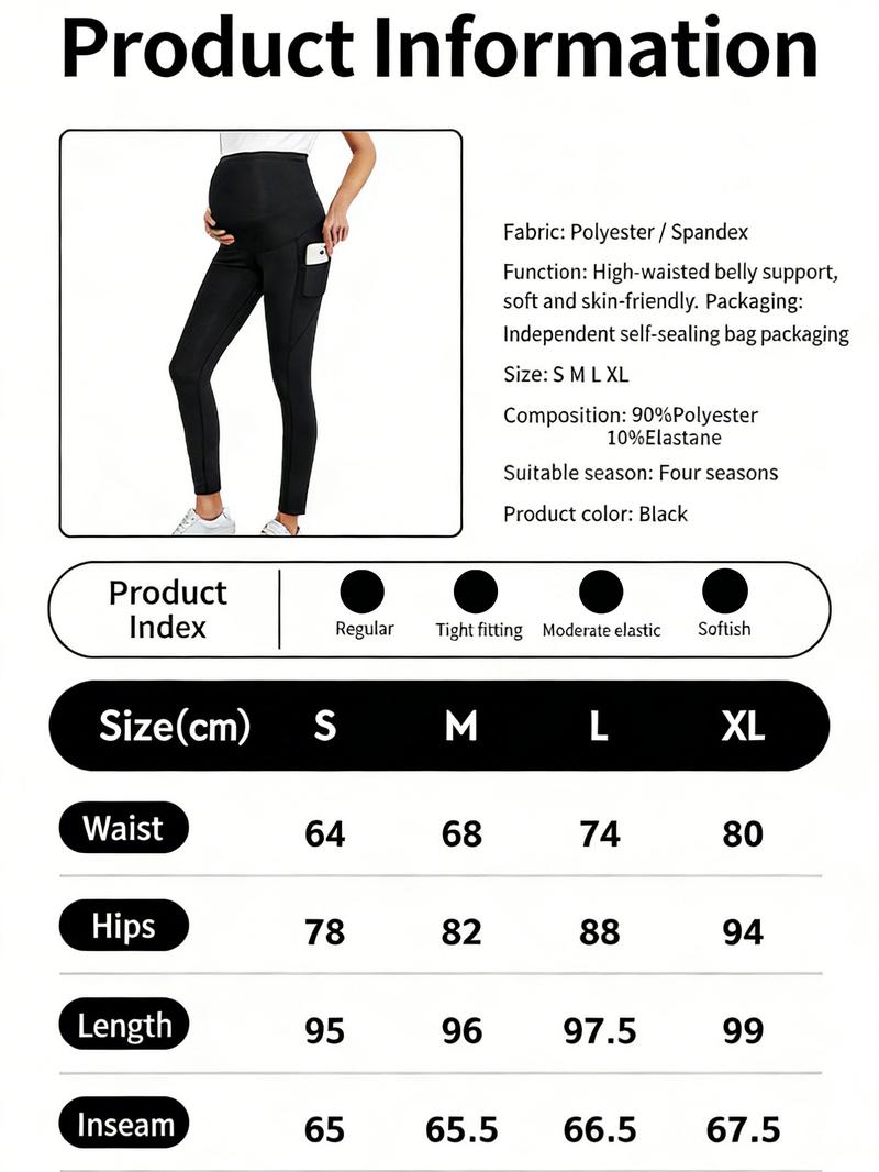 Women's Maternity Workout Leggings Over The Belly Pregnancy Yoga Pants with Pockets Soft Activewear Work Pants
