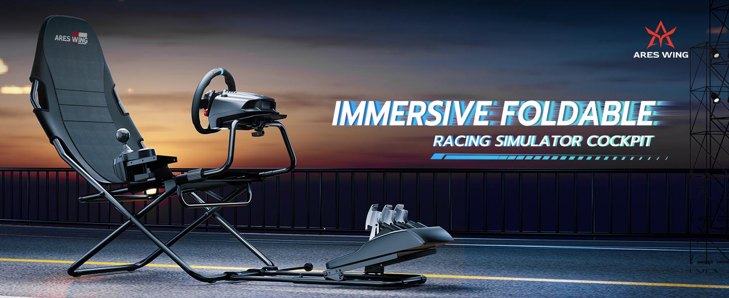 ARES WING Racing Simulator Cockpit, Racing Wheel Stand with Seat, Formula and GT Sim Racing Cockpit Compatible with Fanatec, Thrustmaster, Logitech, Moza Racing Games on PS5, PS4, Xbox and PC