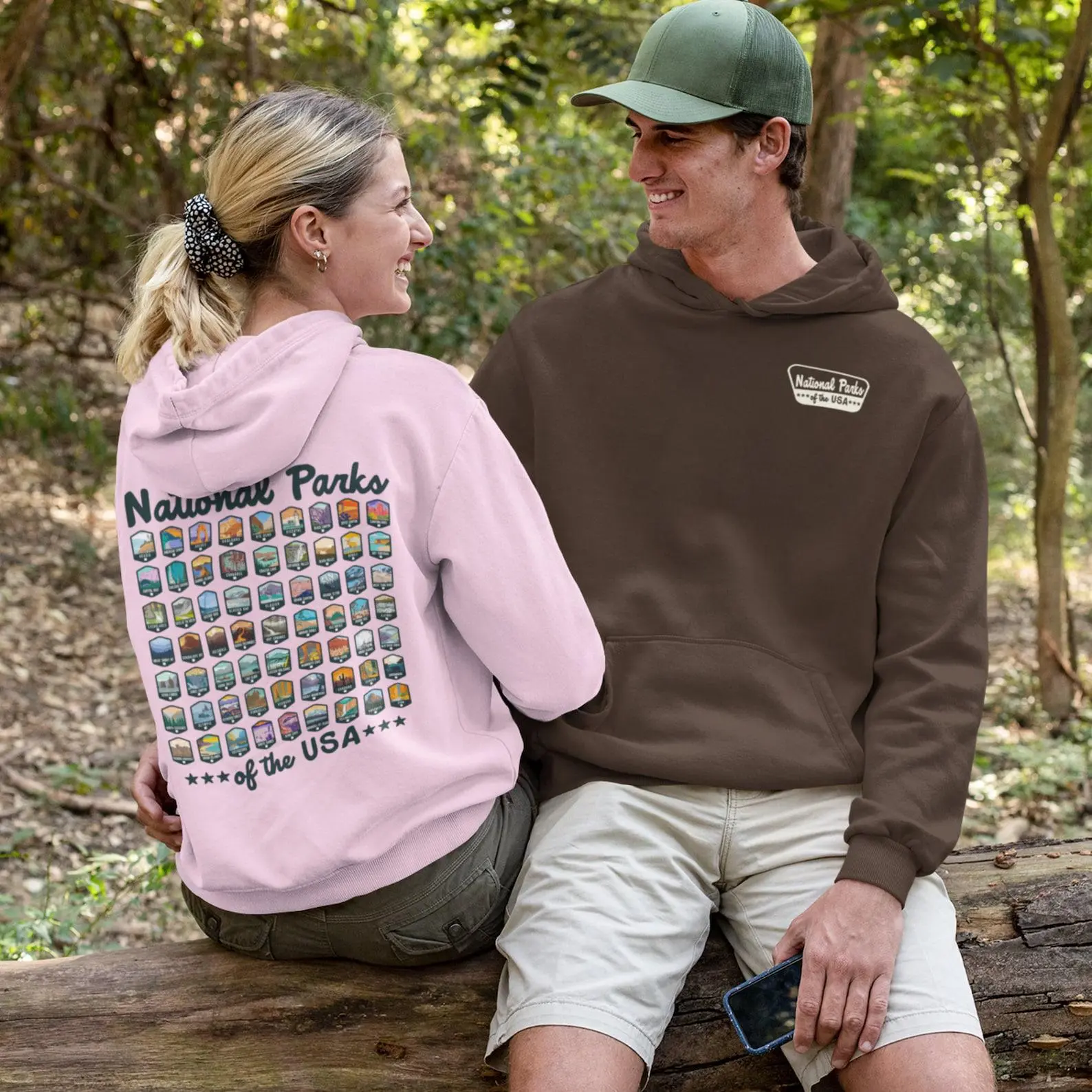 National Parks Hoodie 2 Sides, US National Park Gifts Camping Gift for Nature Lover, Mountain Hiking Sweater