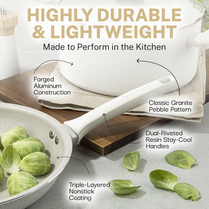 20 Pc Granitestone Desert Collection Ceramic or Nonstick Cookware Set