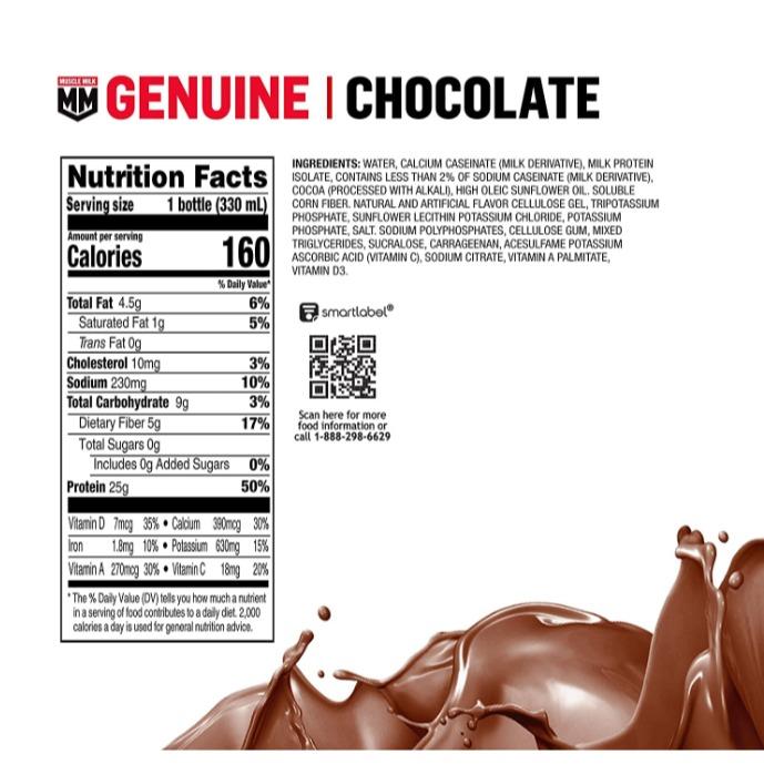 Genuine Protein Shake, Chocolate, 25g Protein, 11.16 Fl Oz (Pack of 12), Packaging May Vary