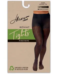 Hanes Ecosmart Women's Sheer Control Top Tights Pinstripe Intimates Comfortable Fit Soft Stretch Fabric Breathable Hg0014