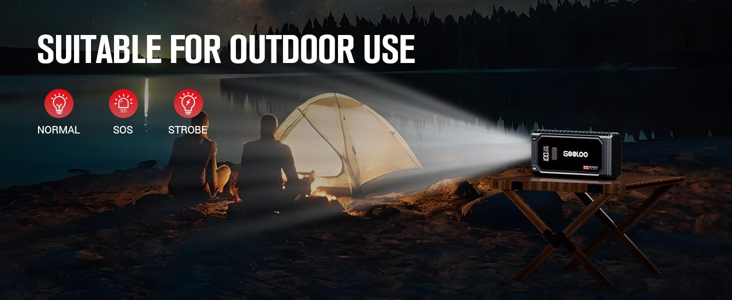 GOOLOO GE3000 Car Jump Starter 3000A Portable Jump Box (up to 8.5L Gas/ 6L Diesel), 12V SuperSafe Lithium Battery Booster Jump Starter with Smart Charging Port and LED Light