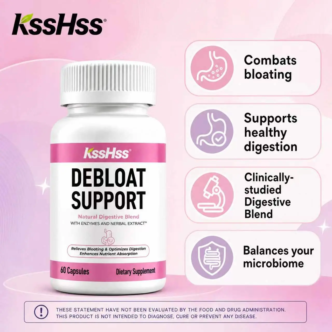 Debloat Supplement for Women & Men – Bloating Relief, Gas & Stomach Discomfort Support, Digestive Enzymes for Gut Comfort & Daily Digestion Balance