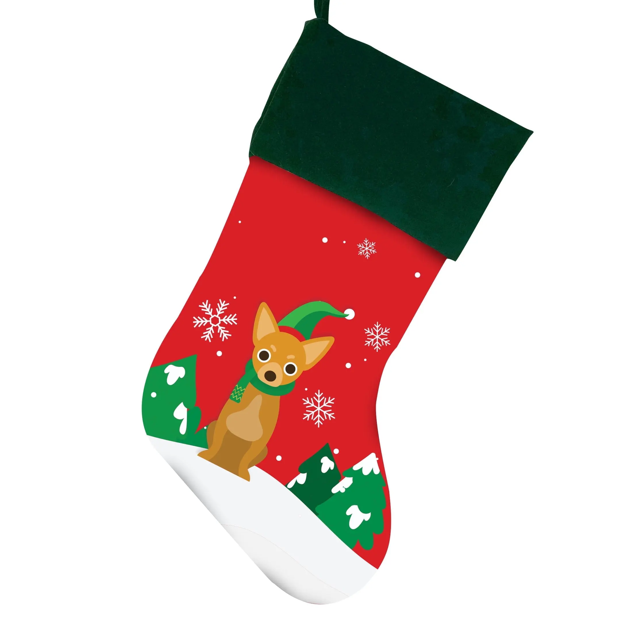 Chihuahua Christmas Stocking For Dog, Measures 19", Red Pet Stocking