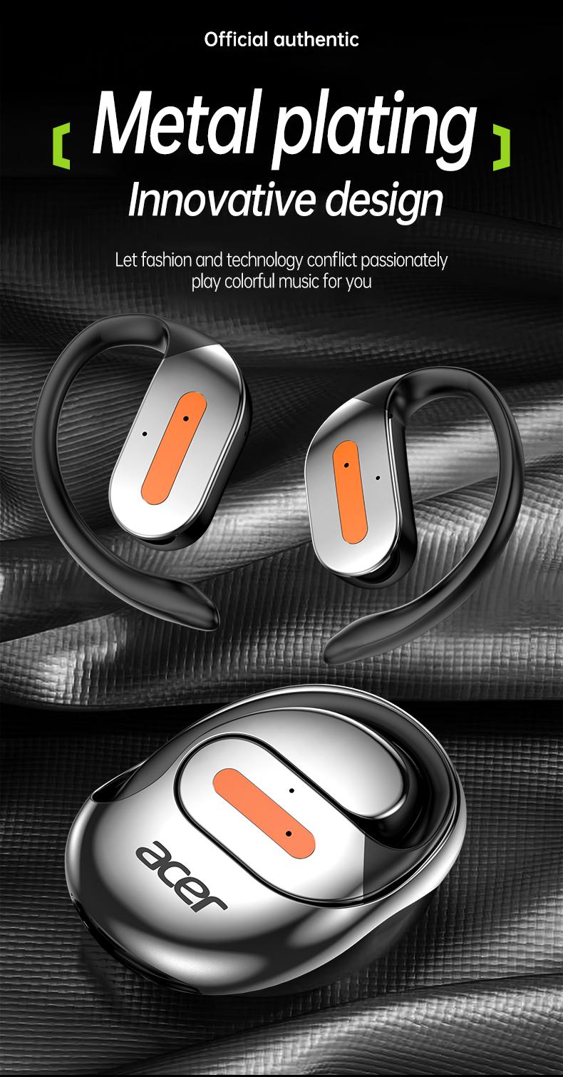 Acer OHR502 Bone Conduction Wireless Wireless Earbuds - New Model Over-Ear Design headset, Long Battery Life, Enhanced Audio Experience for Active Use gaming headset fast charge Electronic Headphone Pink