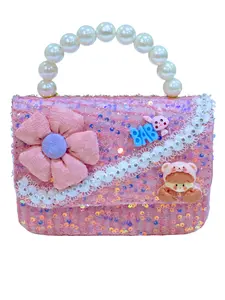 Viral Princess Mini Purse  Pearl Handle Tweed Sequin Handbag for Toddlers & Girls