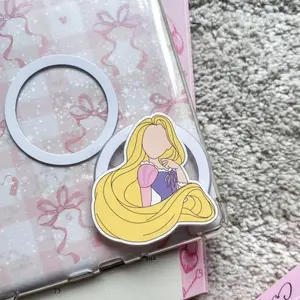 Purple Dress Princess Phone Grip, Long Golden Hair Acrylic Accessory, Magical Kingdom Phone Stand, Aesthetic Minimalist Character Grip, Custom Phone Holder for Smartphones
