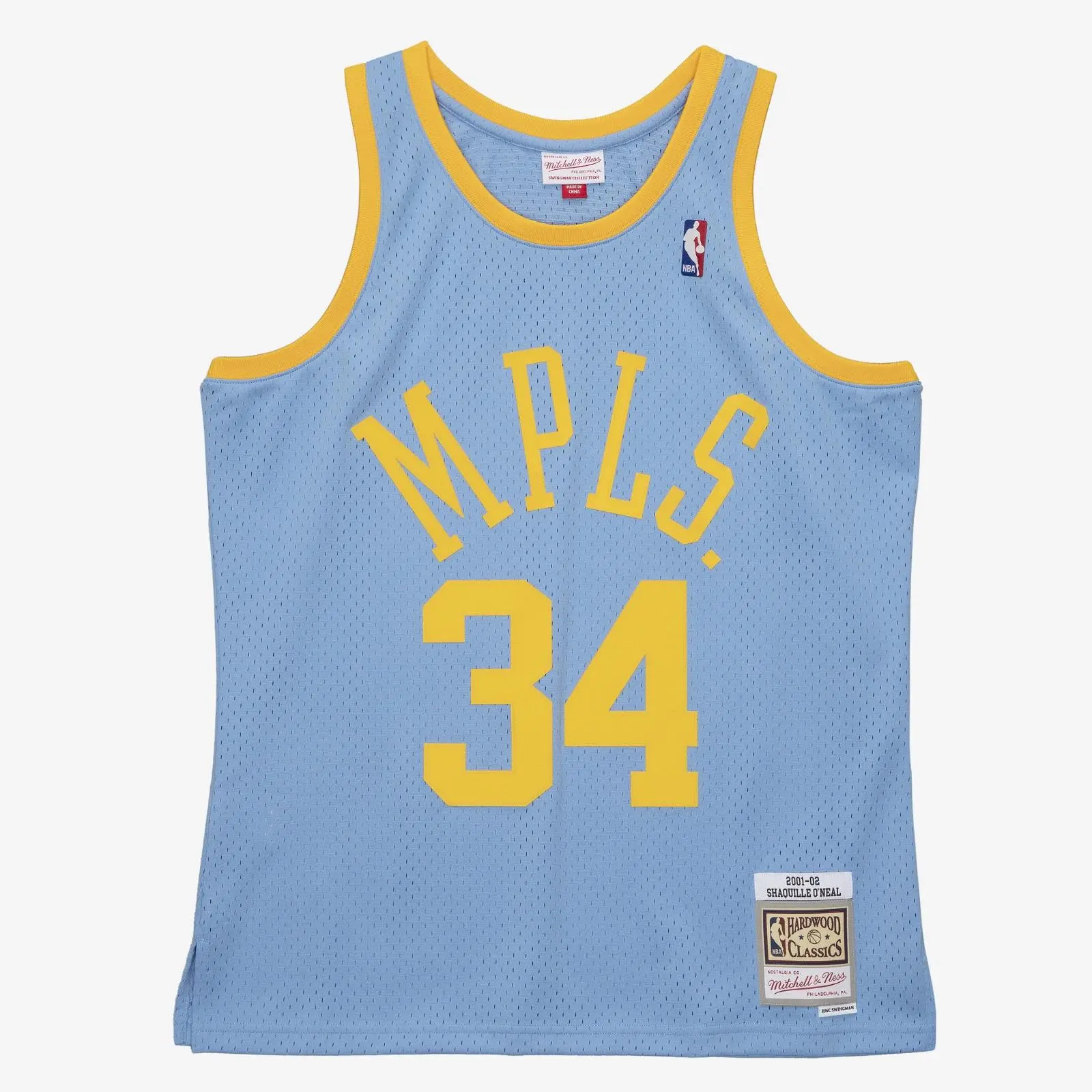 Mitchell & Ness Los Angeles Lakers Shaquille O'Neal 2001-02 Powder Blue Regular Fit Cotton Graphic Print Machine Wash Swingman Player Jersey