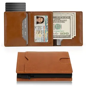 Men's Smart Wallet Minimalist Card Holder with RFID Blocking Upgrade PU Leather Pop-up Wallet for Daily Use Gift for Men