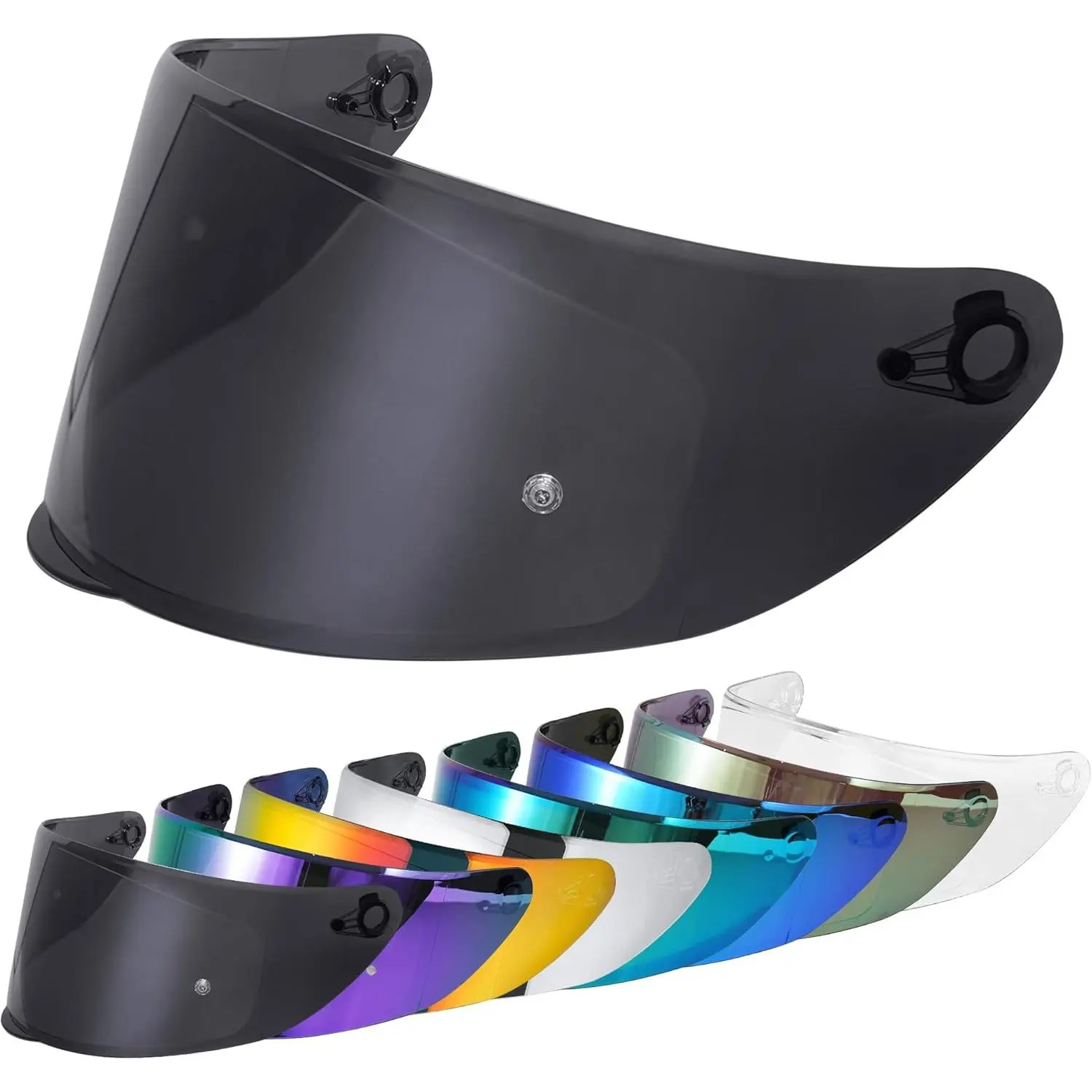 VCOROS WS-609 Unisex Anti-Scratch Full Face Motorcycle Helmet Replacement Front Shield Visor - 1-size, Dust-Proof, UV-Protected, Windproof, Easy-to-Install Unisex Accessory (Chrome Red, Chrome Silver, Black)