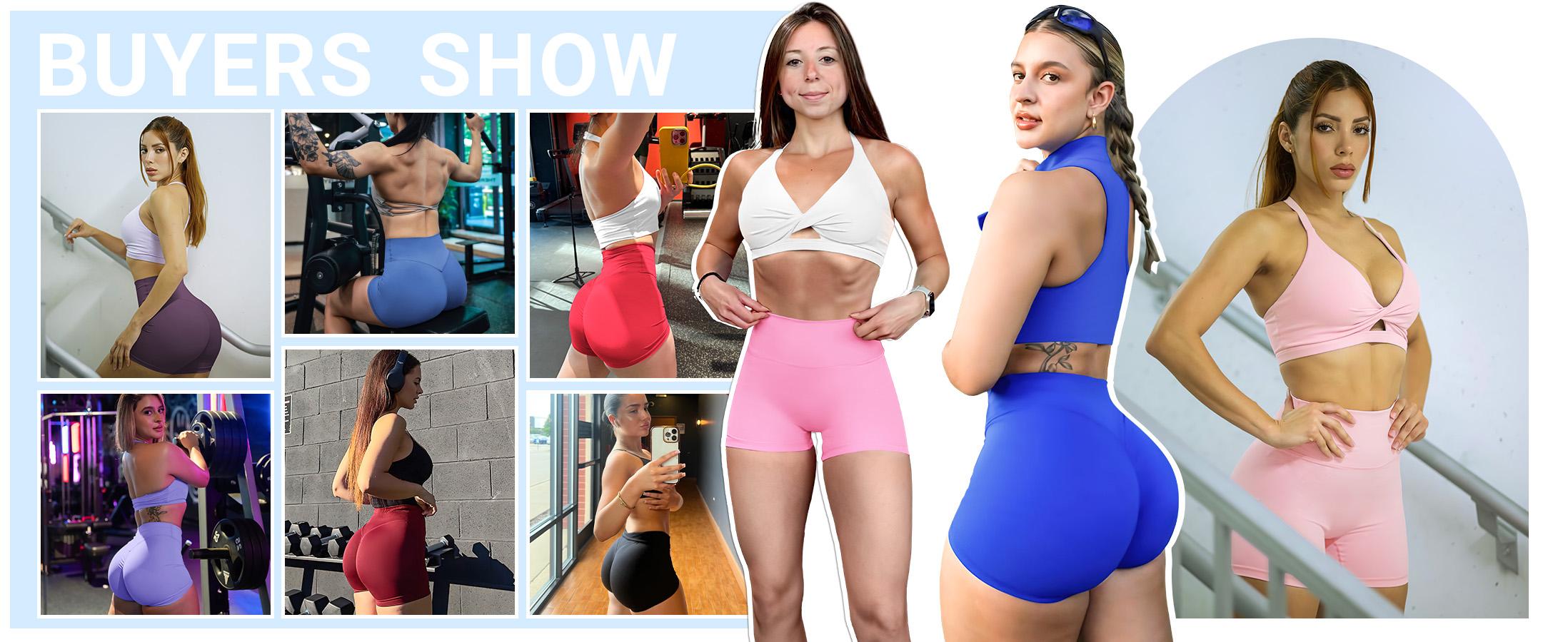 YEOREO Women's Biker Shorts 4.5" Workout Gym Shorts Craze High Waist Tummy Control Hidden Scrunch Running Yoga impact