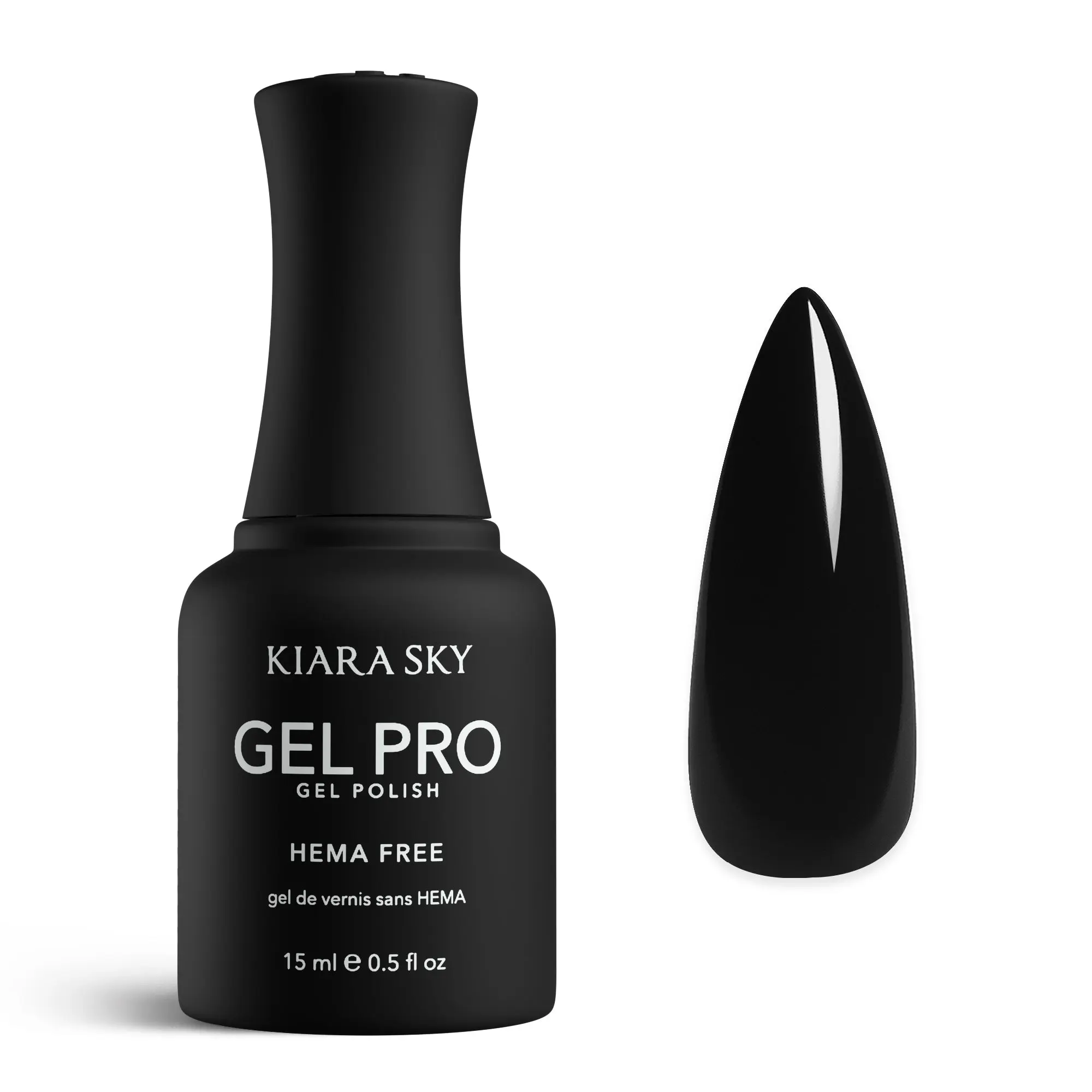 Kiara Sky Gel Pro - True Black HEMA-Free + TPO Free Nail Gel Polish | Intense Pigmentation, Long-Lasting Wear | Finish: Cream 15ml