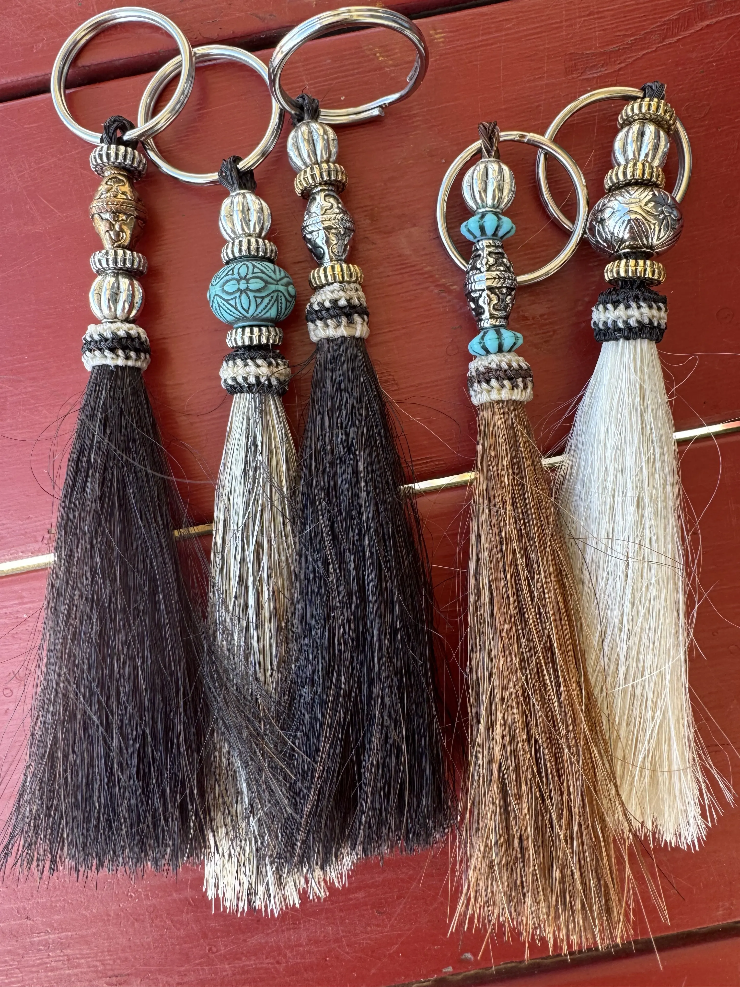 Beaded Horsehair Keychain - Custom, Bespoke, Assorted Beads, Artisan Style, Bohemian Fashion Accessory, Custom Keychains, Bespoke Keychains