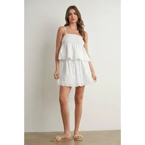 Eyelet Ruffle Smocked Top