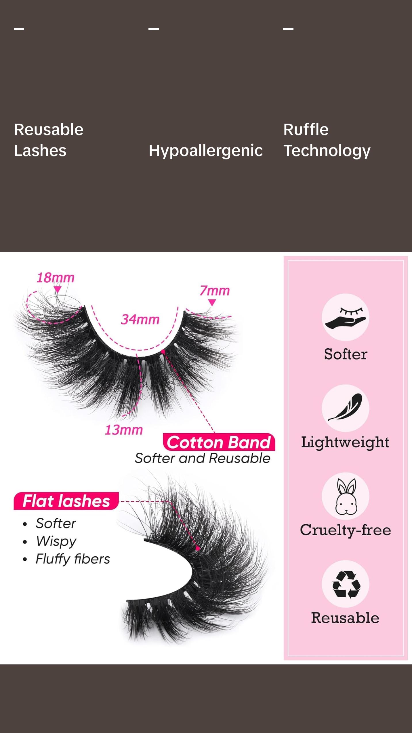 Mink Lashes Fluffy False Eyelashes 7 pairs