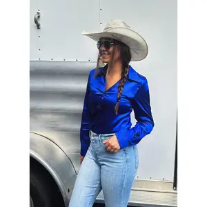 Royal Blue Satin Rodeo Shirt