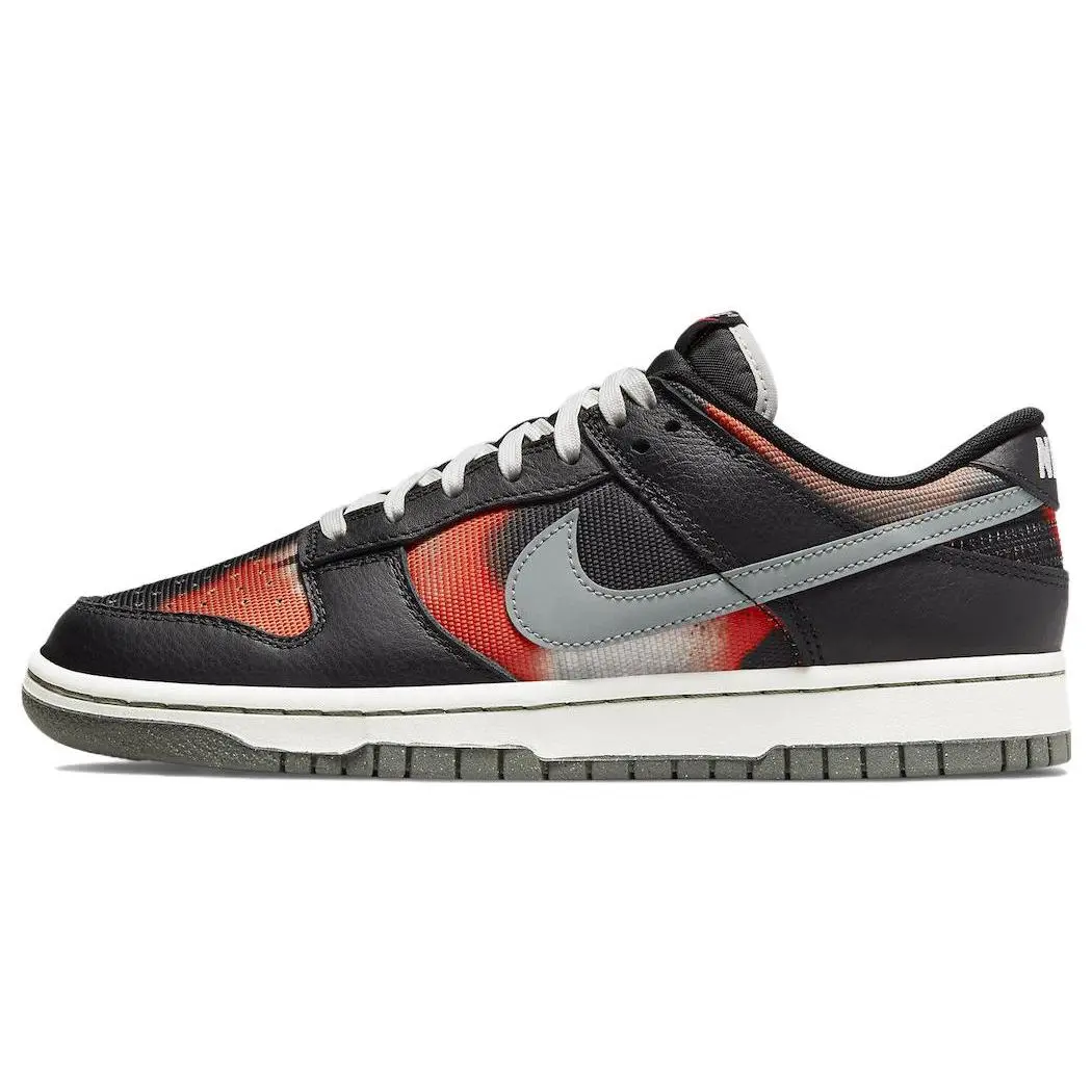 NIKE Men's Dunk Low Casual Graffiti Skate Shoes - Black, Red - Style Code DM0108-001