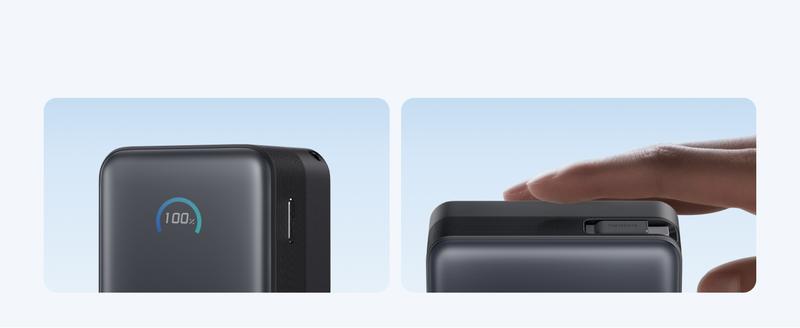 [Live Only]Anker Nano Power Bank, 10,000mAh Portable Charger with 2.3 ft Anker InstaCord Retractable Cable, 45W Max Compact Battery Pack, Smart Display, For iPhone 16 Series, iPad, Galaxy, Pixel, and More