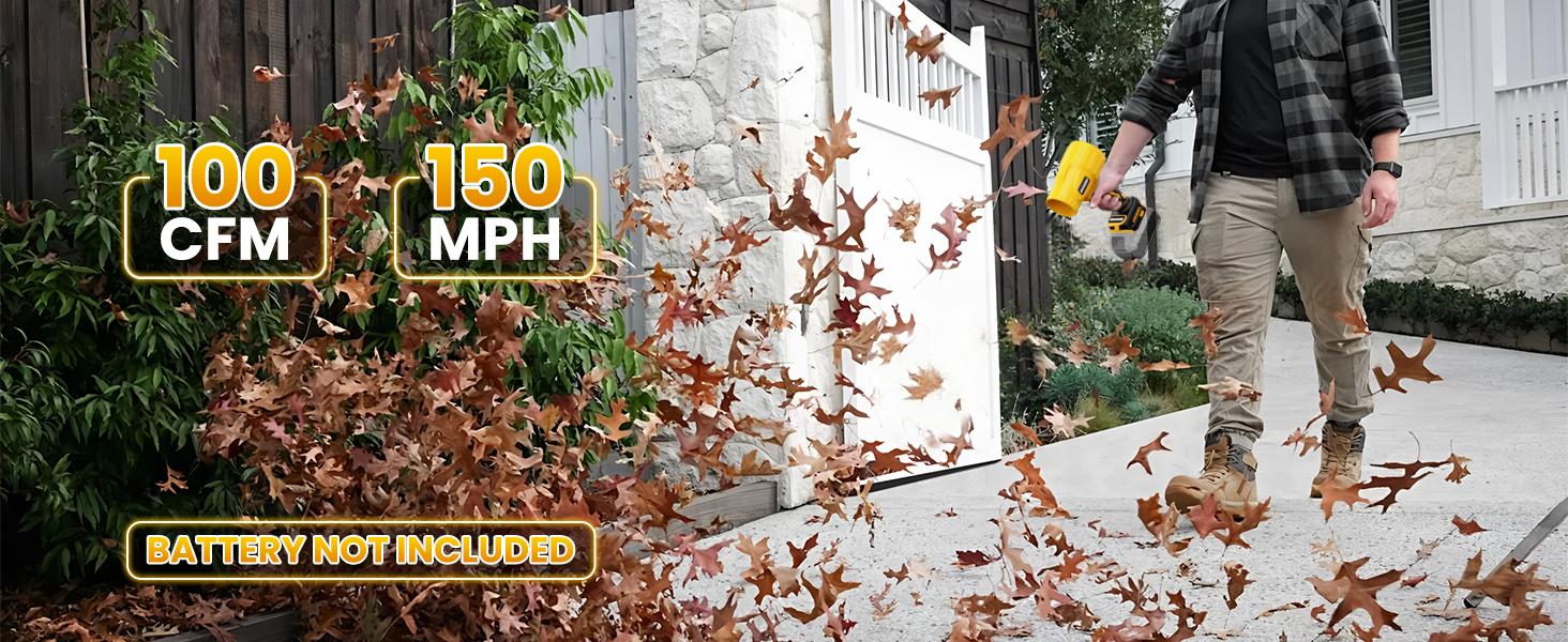 【Father's Day Gift】Cordless Leaf Blower, Portable Cordless Blower with High-Speed Brushless Motor, Variable Speed Airflow Control, Compatible with Dewalt 20V Max/Milwaukee 18V/Makita 18V Batteries, Lightweight Garden Handheld Jet Fan (No Charger)