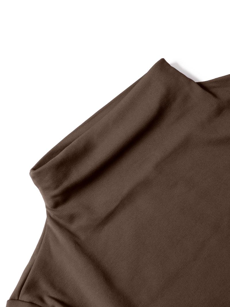 USBoutique Chic Women Summer Lightweight And Silky Soft Set Two Piece Casual Set Short Sleeved Semi High Neck Loose Top Wide Leg Pants Set